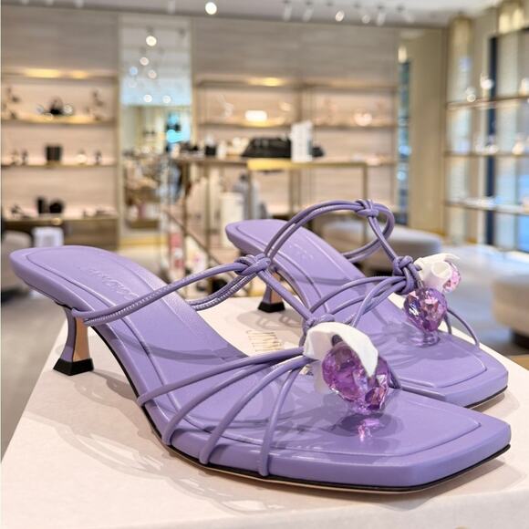 Jimmy CHOO  Mule 50 Tanzanite Nappa Leather Mules 38.5 - Picture 3 of 6